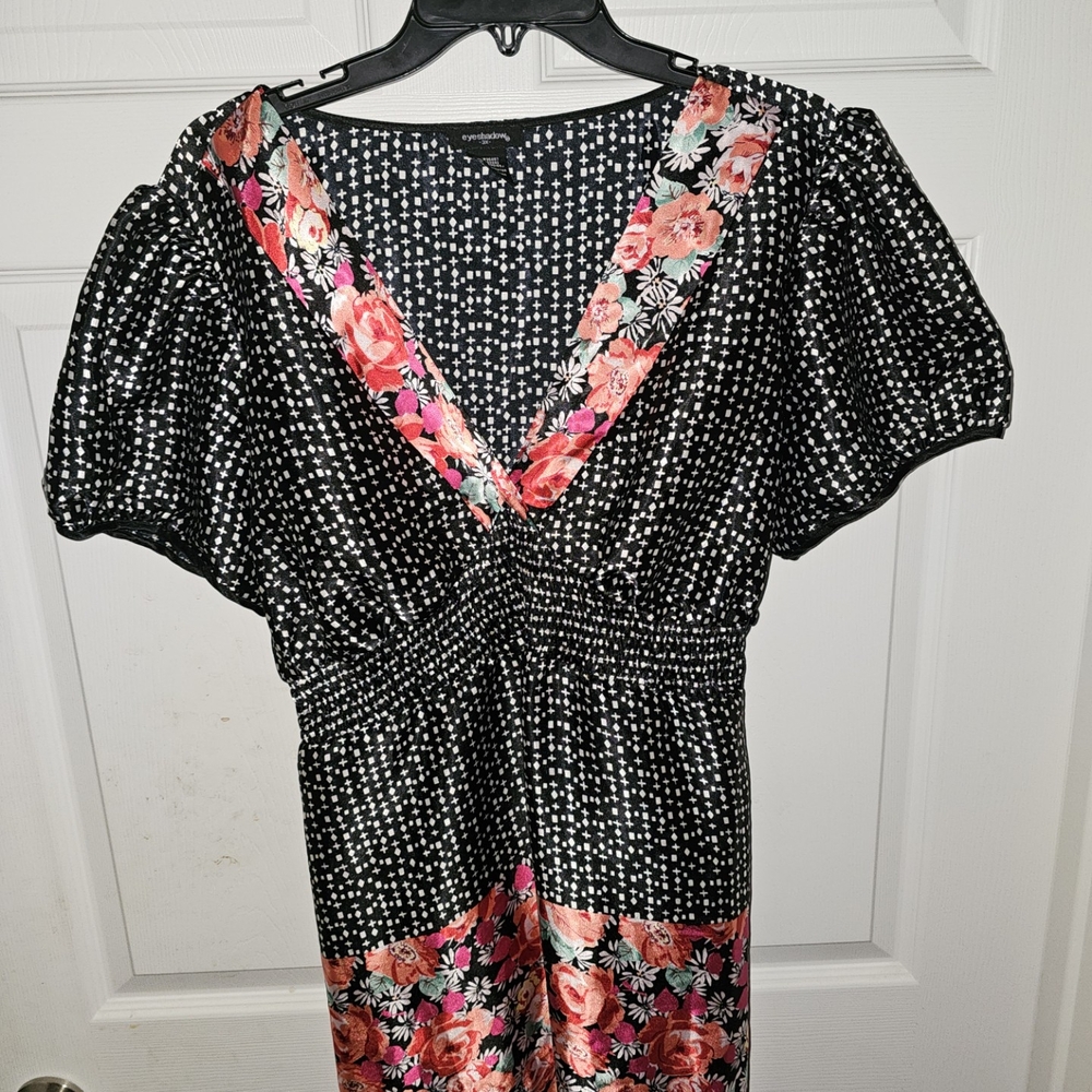 Eyeshadow 3X Floral Black and Pink Women's TUNIC